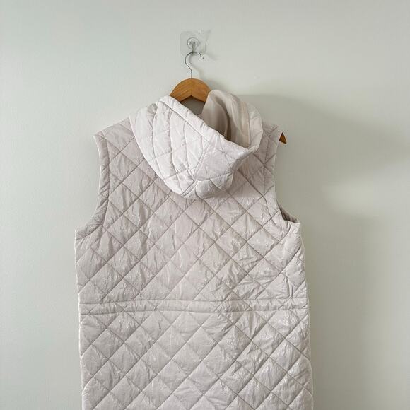 Nikki Jones Montreal Spring 24 Collection Hooded Mid-Length Quilted Vest Cream M - Picture 12 of 12